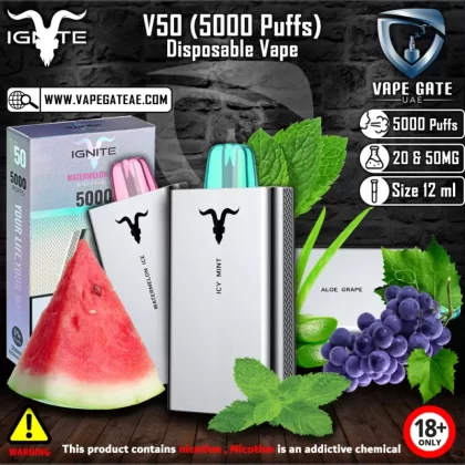 IGNITE - V50 (5000 Puffs) Disposable Vape - 20 mg / Aloe Grape