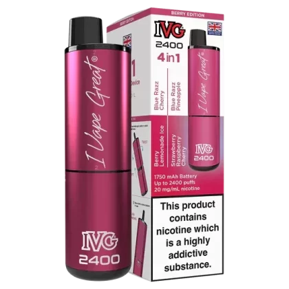 IVG 2400 Rechargeable Vape Berry Edition - Strength#20mg (1B4C5B)