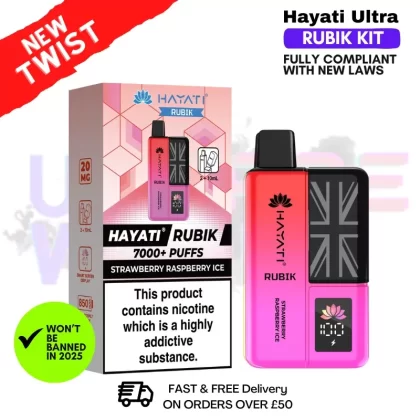 Strawberry Raspberry ICE Hayati Rubik 7000 Puff 7K Bar