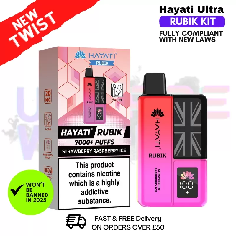 Strawberry Raspberry ICE Hayati Rubik 7000 Puff 7K Bar