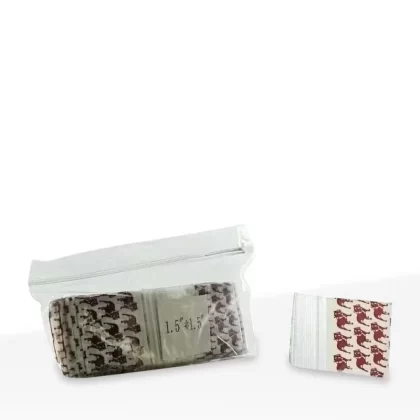 Zip Lock | Plastic Zip Lock Baggies | 1.5″ X 1.5″ – Bull Dog Print – 1000 Count