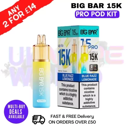 Blue Razz Lemonade Big Bar 15K Prefilled Pod Kit – £7.89