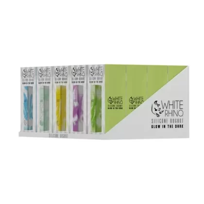 White Rhino Silicone Dugout Glow in the Dark – Assorted Colors (20 Count Display)