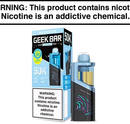 GEEK BAR CLIO PLATINUM DISPOSABLE VAPE PODS – 50,000 PUFFS - Blue Razz Ice, Code Red