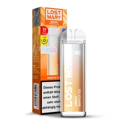Elfbar Lost Mary QM600 – Marygy Ice - Nikotin-Benzoat / Aromen / Propylenglykol / pflanzliches Glycerin / 20mg/ml / ca. 600 / 360 mAh