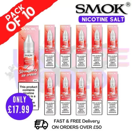 Strawberry Ice Cream Smok Nic Salt E Liquid BOX OF 10