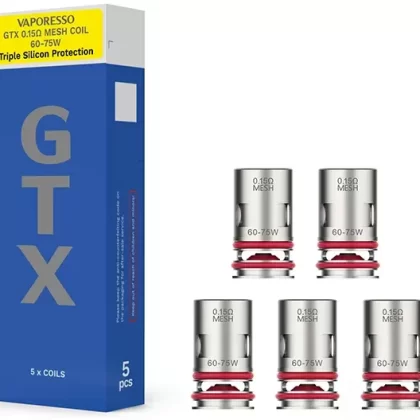 Vaporesso GTX Series Coils - 5 Pack; 0.15 ohm, 0.15 Ohm Dual Mesh