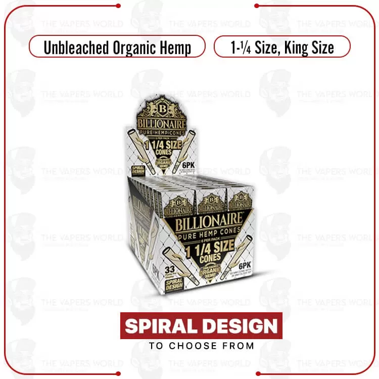 Billionaire – Unbleached Organic – Pre-Rolled Cone – 18/33’s - Thevapersworld