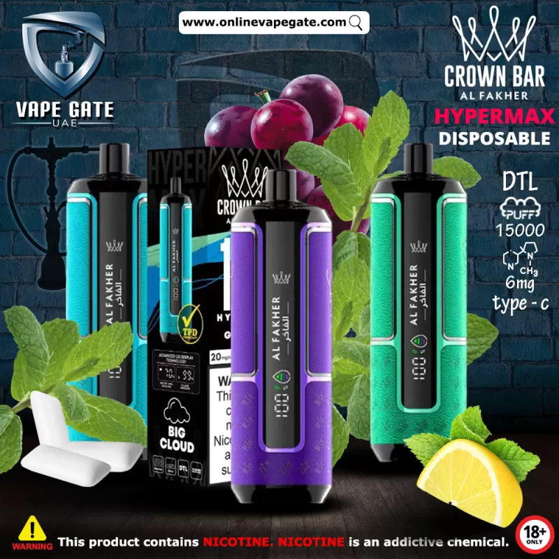Al Fakher - Crown Bar Hypermax Disposable Vape (15,000 Puffs) - Watermelon Pineapple / 6 mg