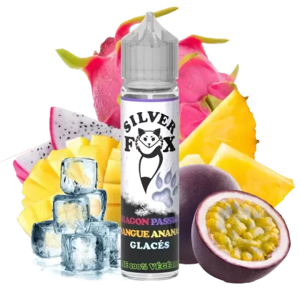 Dragon fruit, passion fruit, mango, pineapple ice Silver Fox 50ml shake and vape e-liquid
