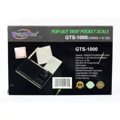 Weigh Max Digital Pop-Out Tray Pocket Scale 1000g x 0.1g