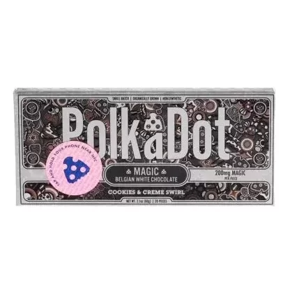 Cookies & Creme Swirl PolkaDot Magic Mushroom Belgian White Chocolate 200mg Magic Per Piece
