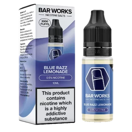 Blue Razz Lemonade Nic Salt by Bar Works – 10ml - Strength#5mg>10mg>20mg