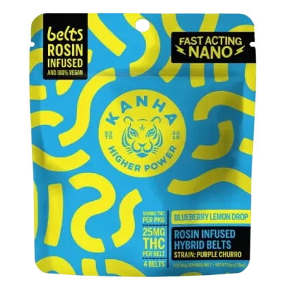 KANHA Nano Solventless Belts 4ct- 25MG THC – Blueberry Lemon Drop (Hybrid)