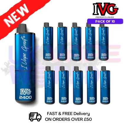 Box Of 10 – Blue Raspberry ICE IVG 2400 Prefilled Vape Pen Kit