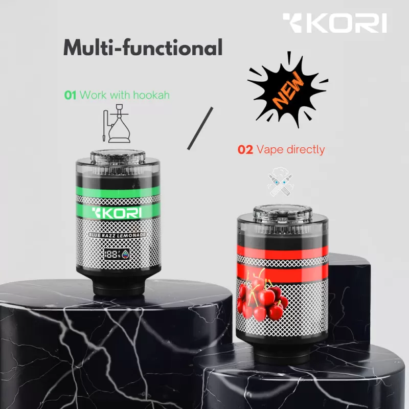 KORI “Hookah Head” 100K 2-in-1 Disposable E-Hookah -100,000 Puff - Double Apple - Image 2