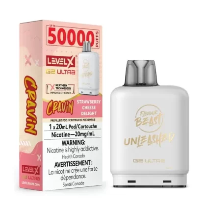 Flavour Beast Level X G2 Ultra Pod – 50k Puffs – Cravin’ Strawberry Cheese Delight