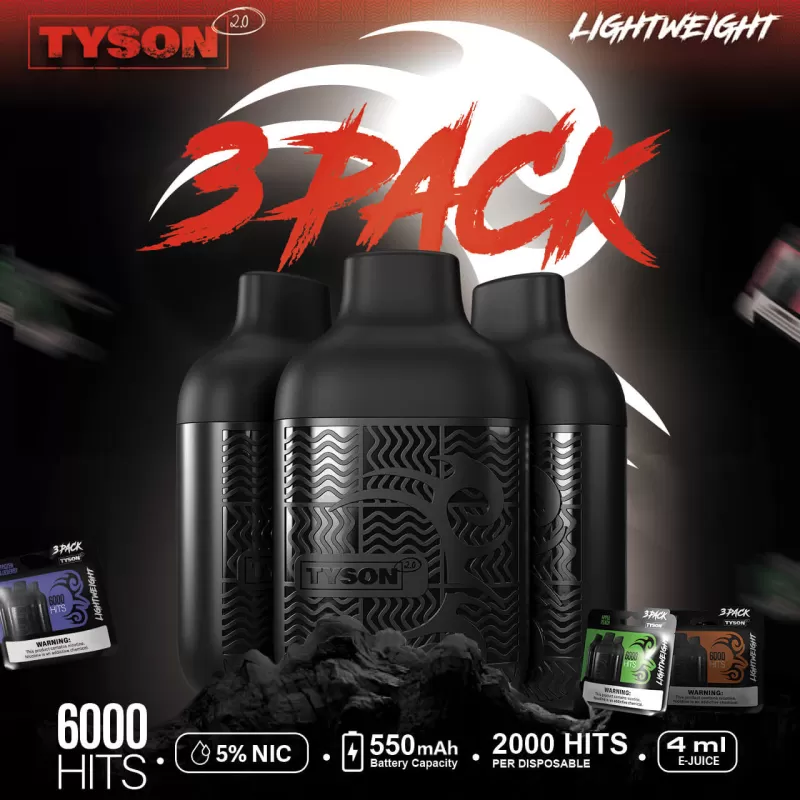 Tyson 2.0 Lightweight 6K Puff Disposable Device - 6,000 Puffs - Apple Peach