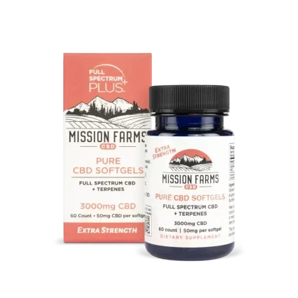 Mission Farms Pure CBD Softgels - size#1 Bottle 3000mg CBD. 60 count>2-Pack Bundle