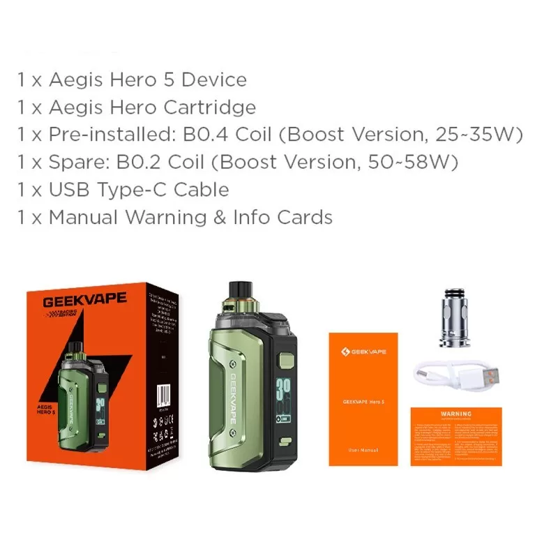 GeekVape Aegis Hero 5 Pod Kit 50W - Steel Silver - Image 3
