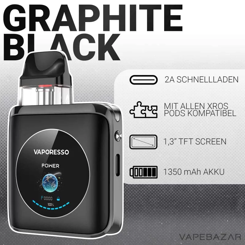 Vaporesso XROS 4 NANO – Graphite Black - Pod Kit; 1350 mAh (51DC84) - Image 2
