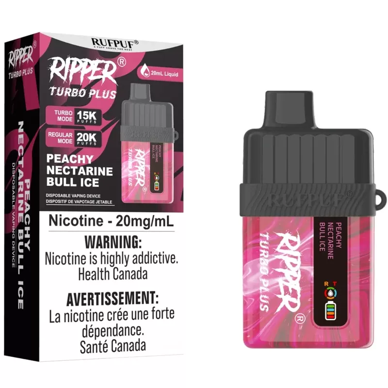 RIPPER TURBO PLUS Disposable Vape – Peachy Nectarine Bull Ice