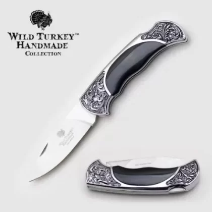 Wild Turkey Handmade Lock Back Manual Folding Knife - Color#Black>Blue