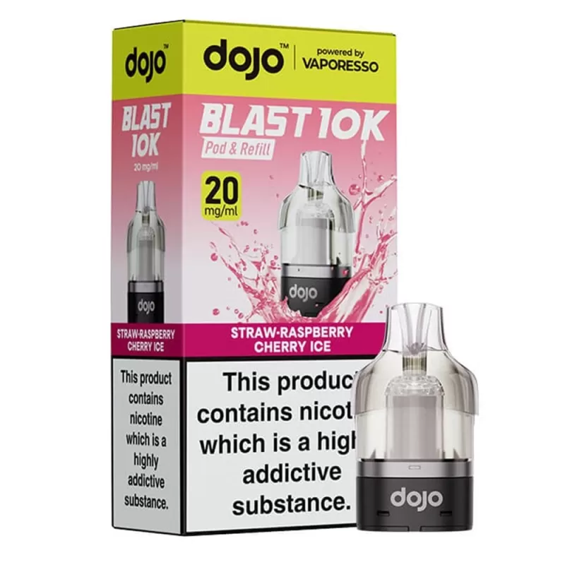 Dojo Blast 10K Strawberry Raspberry Cherry Ice Prefilled Pods - Vapekit Co