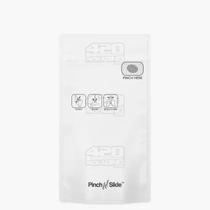 Child Resistant & Tamper Evident | Pinch N Slide 3.0 Matte White Mylar Bags | 4in x 7.4in – 7g – 250 Count