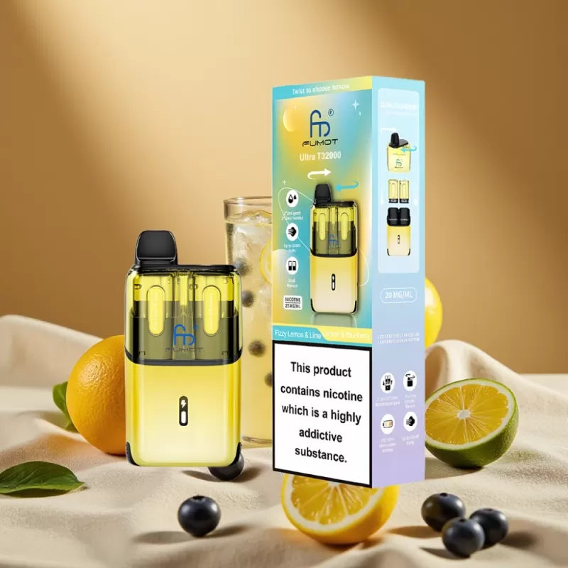 Fumot Ultra T32000 Disposable Vape – 24mL E-Liquid, 800mAh, Type-C Fast Charging, Fizzy Lemon & Lime – Lemon & Blueberry - Image 2