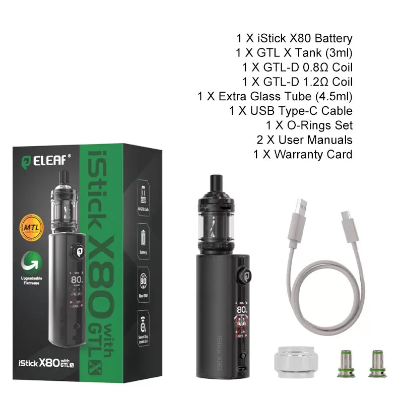 Eleaf iStick X80 Mod Kit with GTL X Tank 3ml - Black - Image 3