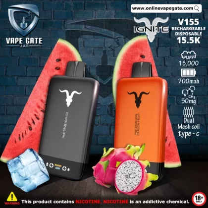 IGNITE - V155 Rechargeable Disposable Vape (15,500 Puffs) - Watermelon Ice / 50 mg