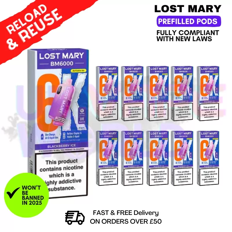 Blackberry ICE Lost Mary BM6000 Replacement Pods BOX OF 10