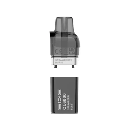 SKE Crystal CL6000 Strawberry Burst Pod and Container - Nicotine Strength#20mg (BA3A47)