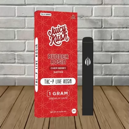 Juicy Kush Budder Rosin THC-P 1g Disposable - flavor#Lemon Meringue (Sativa) DISPOSABLE>Lucky Charmz (Hybrid) DISPOSABLE>Sensi Star (Indica) DISPOSABLE>Chem Berry (Sativa) DISPOSABLE>White G