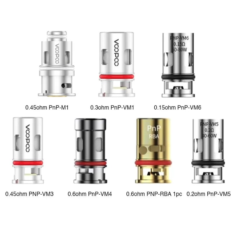 VOOPOO PnP Replacement Mesh Coil for Drag Baby/Mini/2/S/X/VINCI Series Kit/Argus Pro/PnP 20/22/V.SUIT/Doric 60/Drag E60/Drag H80 S 5pcs-pack - PnP-VM1 0.3ohm (Mesh)