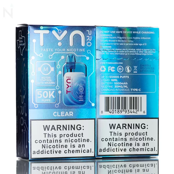 Tyn Pro 50K Disposable Vape - 18mL - Clear / 5% - Image 3