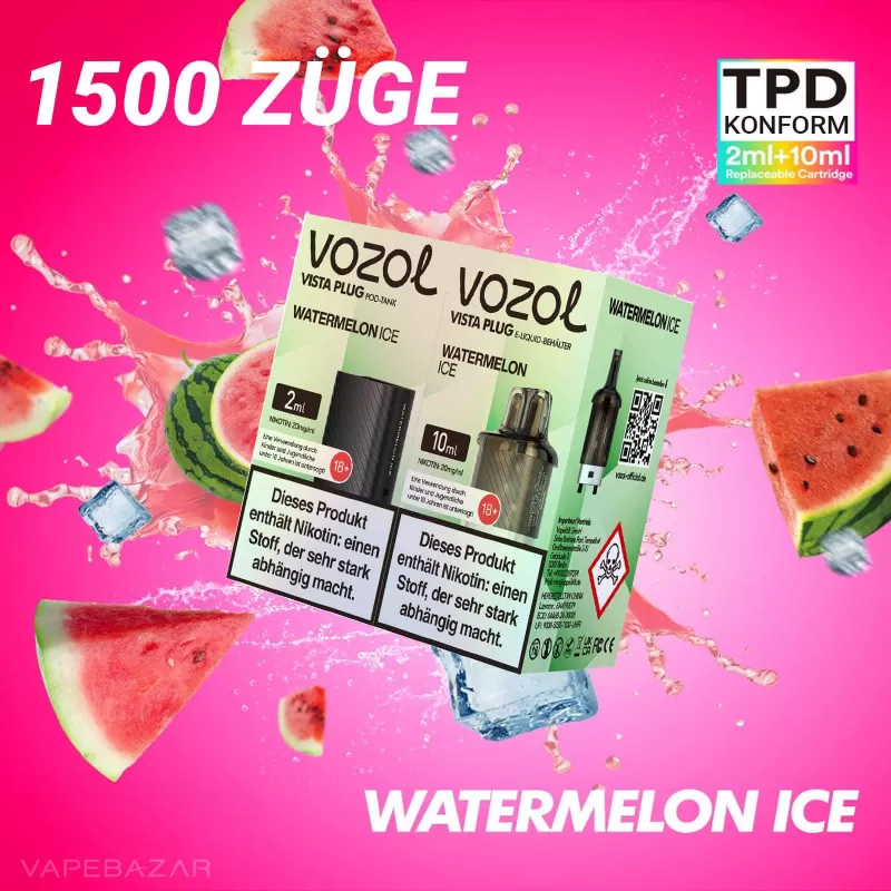 Vozol Vista Plug – Watermelon Ice Prefilled Pod - Vapebazar