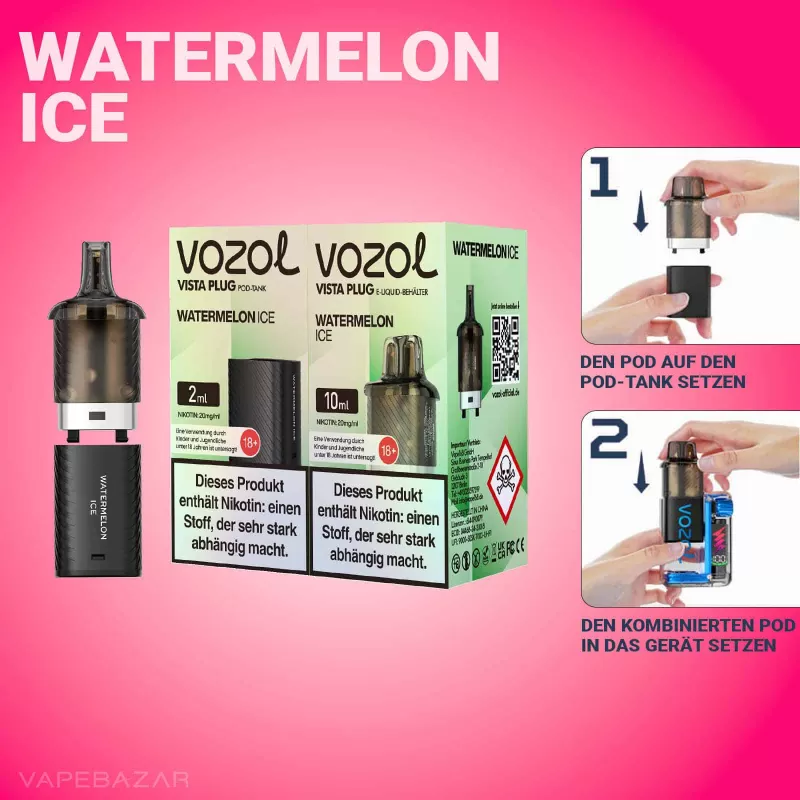 Vozol Vista Plug – Watermelon Ice Prefilled Pod - Vapebazar - Image 2
