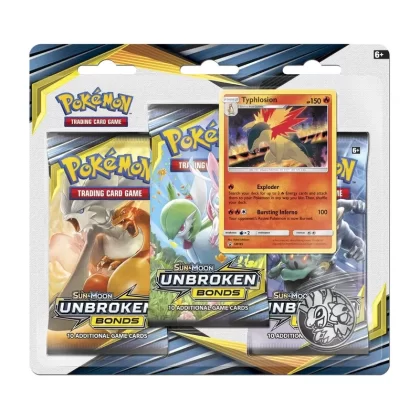 Pokémon TCG: Sun & Moon: Unbroken Bonds – 3-Pack Blister (Typhlosion) - New