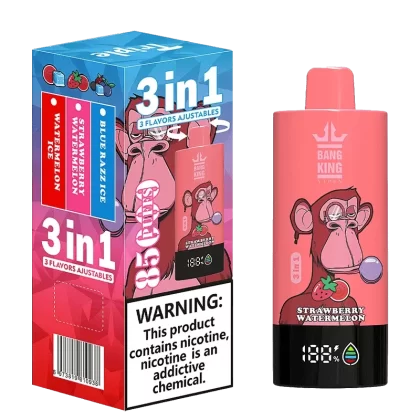 Bang King Triple 85000 Puffs Disposable Vape - Flavors#Watermelon Ice & Red Bull & Strawberry Kiwi>Lemonlime & Strawberry Watermelon & Blueberry Ice>Strawberry Banana & Raspberry Watermelon
