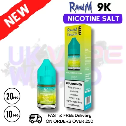 Strawberry Kiwi RandM Tornado 9000 Nic Salt 10ml eLiquid – £1.99