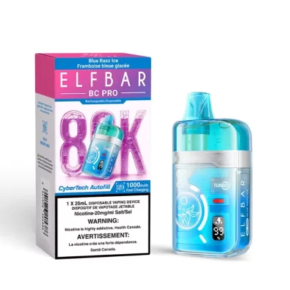Elf Bar BC Pro 80K Disposable Vape – Blue Razz Ice - STRENGTH#20MG>20MG (ONT-TAX)