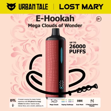 Urban Tale x Lost Mary E-Hookah Disposable Device - 26000 Puffs - Blue Razz Lemonade