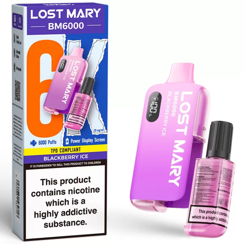 Lost Mary BM6000 Prefilled Vape KIT 10mg - Blue Razz Gami - Image 2