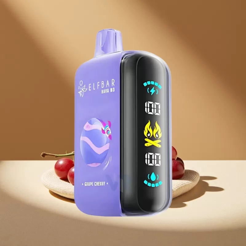 ELF BAR RAYA D3 25000 Puffs Rechargeable Disposable Vape with Screen – Grape Cherry