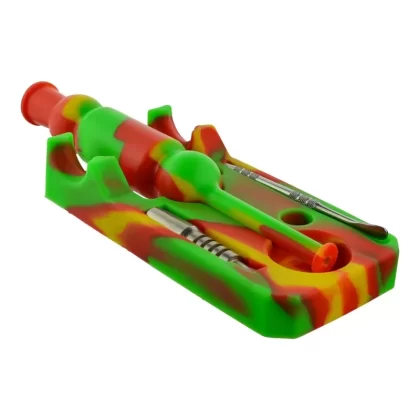 Silicone Nectar Collector Kit – 8.5in - Color#Rasta (2A9D28)