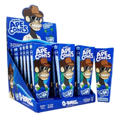 G-ROLLZ Ape Cones - 24 Per Box - 3 Cones Per Pack - Pop Activated Flavoured Filter - Berry Blue