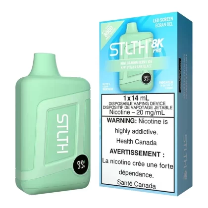 STLTH 8K Pro Disposable Vape Device – Kiwi Dragon Berry Ice - Nicotine Strength#20mg/ml