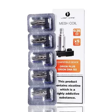 Lost Vape Orion Plus Replacement Coils (5-Pack) - Resistance#0.25ohm Mesh>0.5ohm Regular